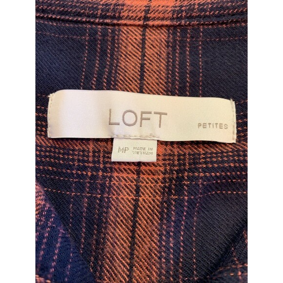 Loft Plaid Drop Waist Shirtdress Dress Flannel Medium Petite MP Academia Preppy - Picture 3 of 14